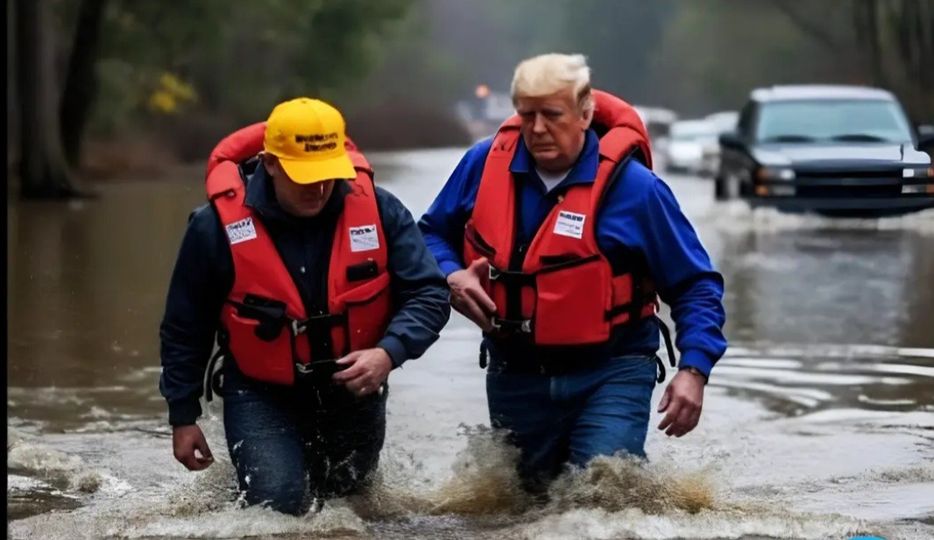 AI-Generated Image of Donald Trump Wading Through Flood Waters Goes Viral