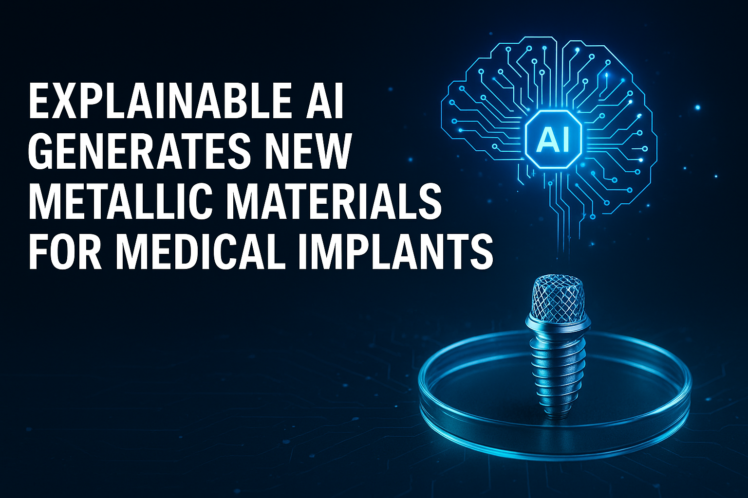 Explainable AI Generates New Metallic Materials for Medical Implants