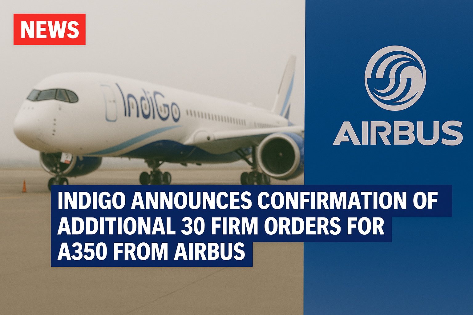 IndiGo announces confirmation of additional 30 firm orders for A350 from Airbus