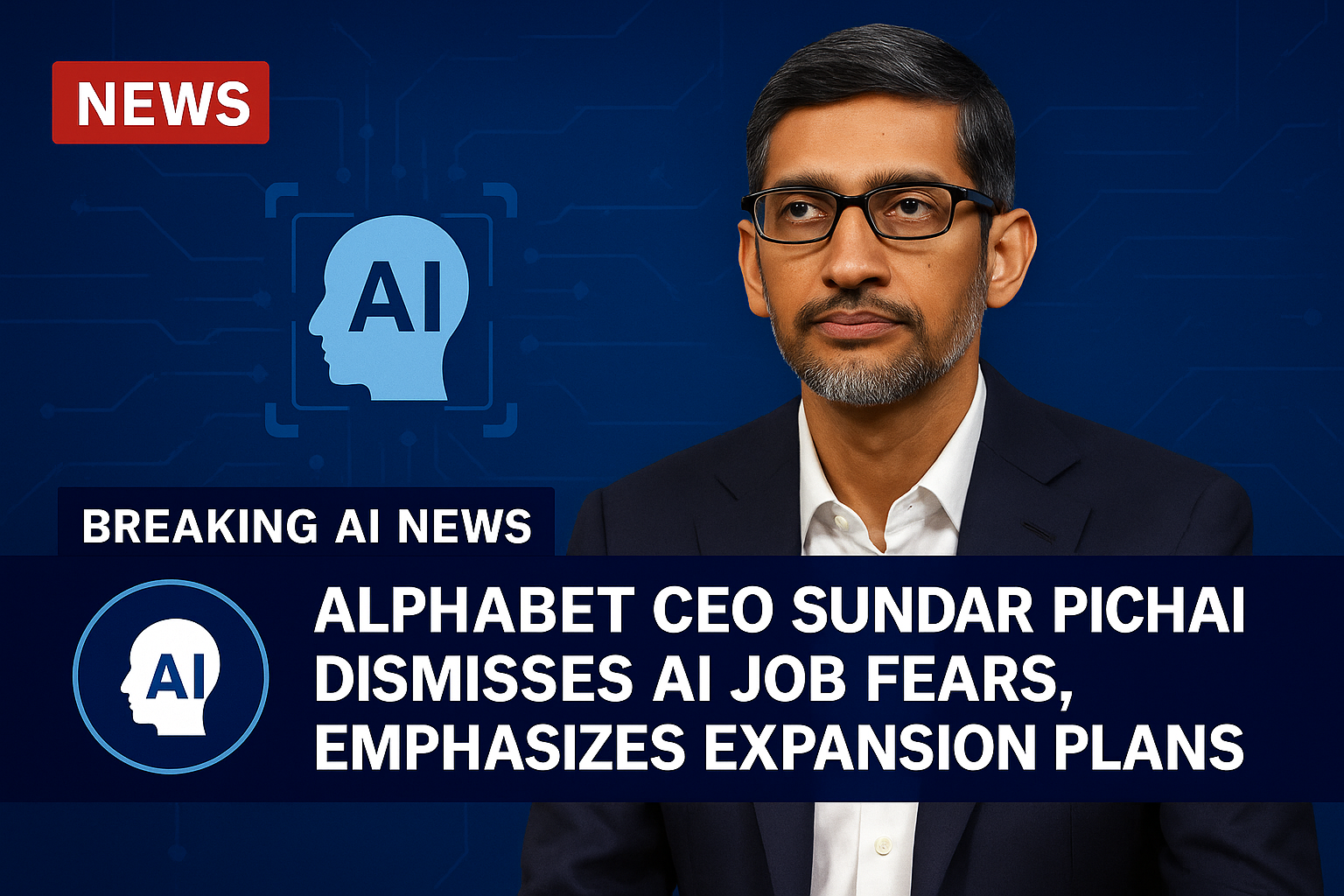 Alphabet CEO Sundar Pichai dismisses AI job fears, emphasizes expansion plans