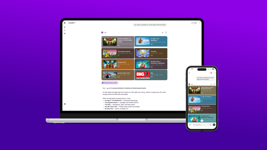 Tubi ChatGPT app launch brings streaming directly into AI chat