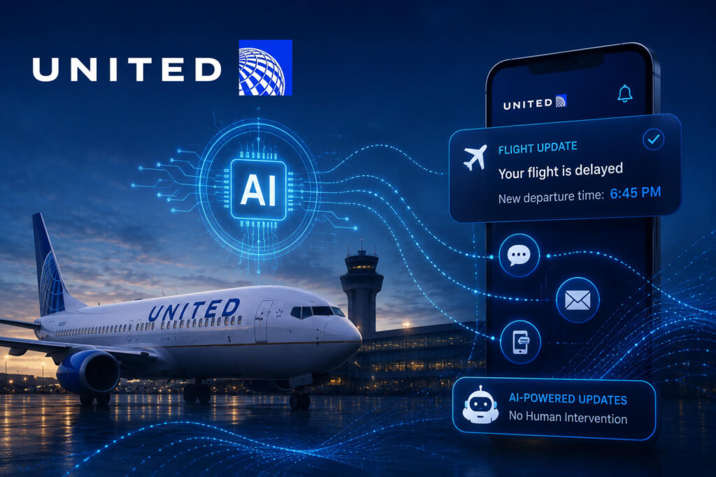 United Airlines AI flight delay updates