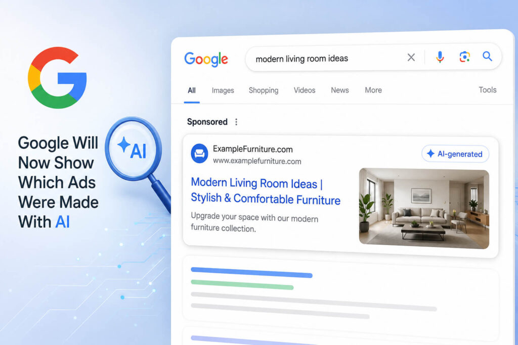 Google Will Now Show Which Ads Were Made With AI Google AI ad disclosure