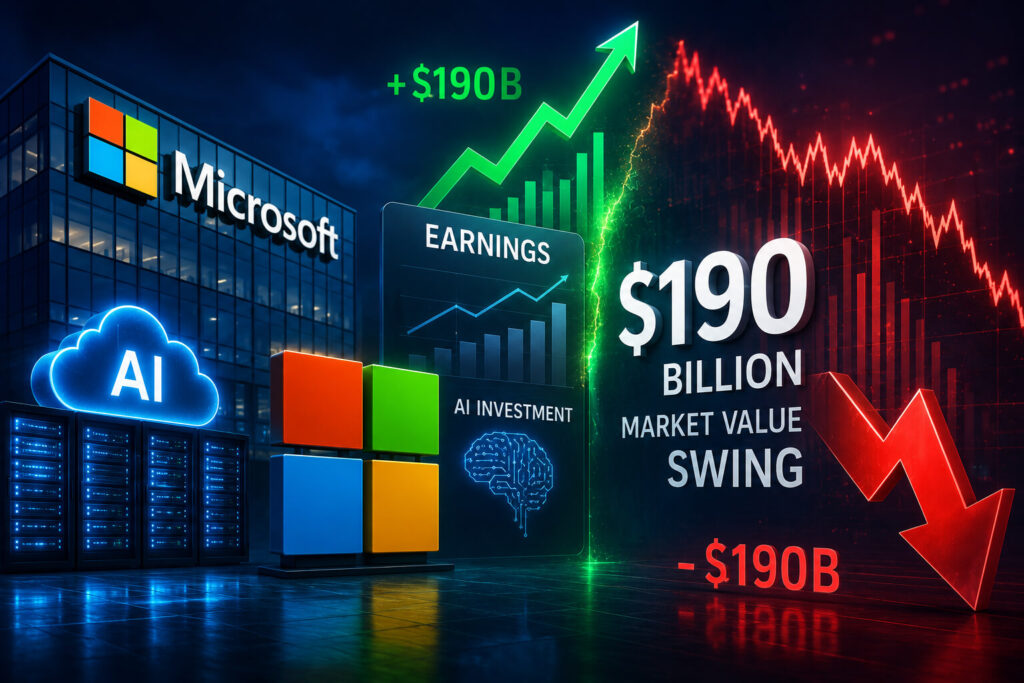 Microsoft Earnings Could Trigger $190 Billion Market Value Swing as AI Spending Comes Under Pressure Microsoft earnings AI spending